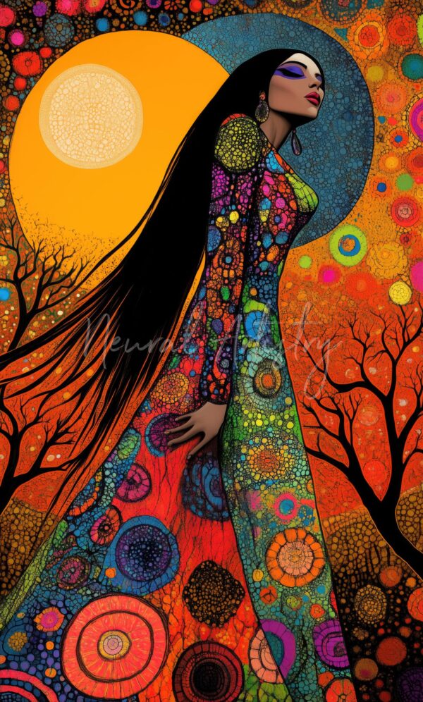 Celestial Muse - Psychedelic Art with Art Nouveau Influence by Neural Artistry