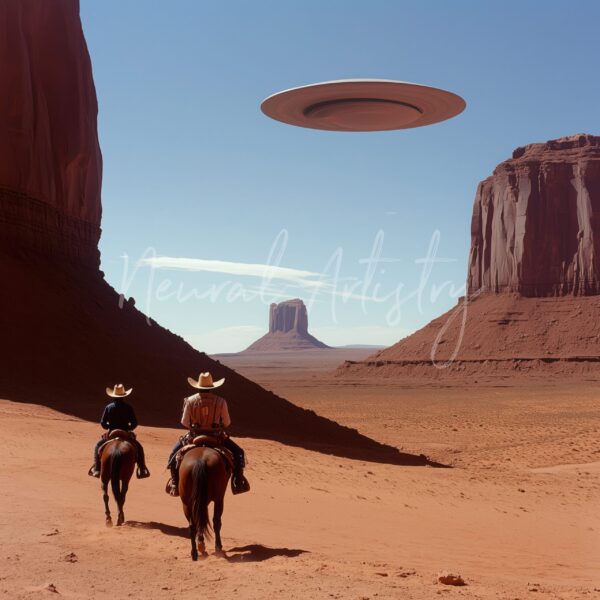 Riders of the Unknown - Surrealist Digital Painting by Neural Artistry