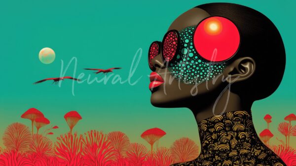 Crimson Horizons - Surrealist Pop Art with Futuristic Elements by Neural Artistry