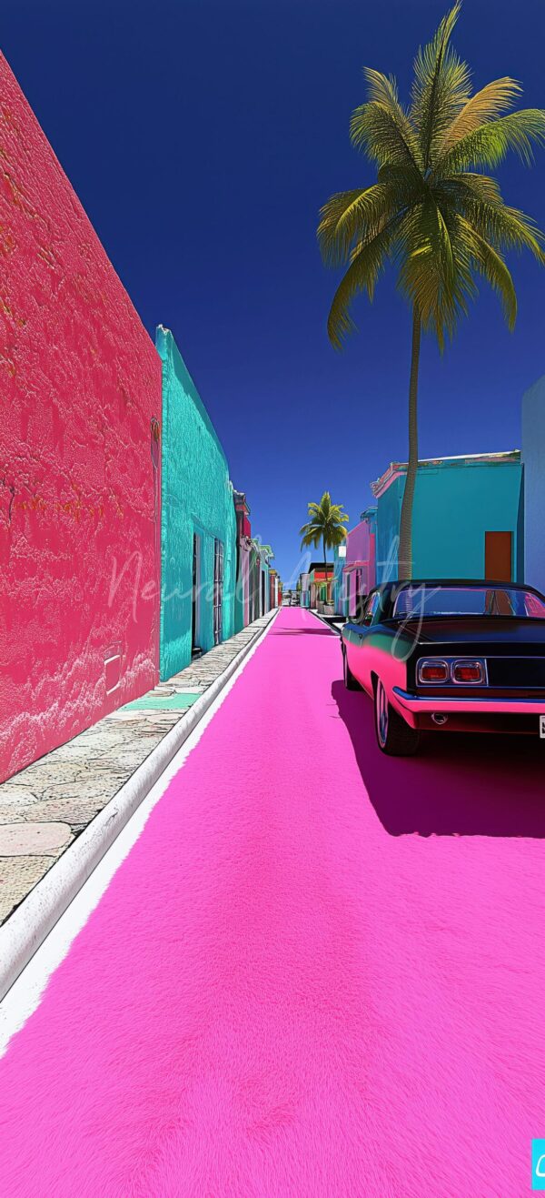 Pink Velvet Avenue - Surrealist Pop Art by Neural Artistry