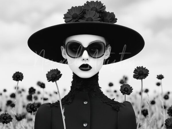 Elegance in Noir - Black and White Surrealist Fashion Photography by Neural Artistry
