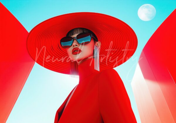 Crimson Eclipse - Surrealist Fashion Illustration by Neural Artistry