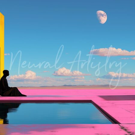 Lunar Solitude - Surrealist Minimalist Illustration by Neural Artistry