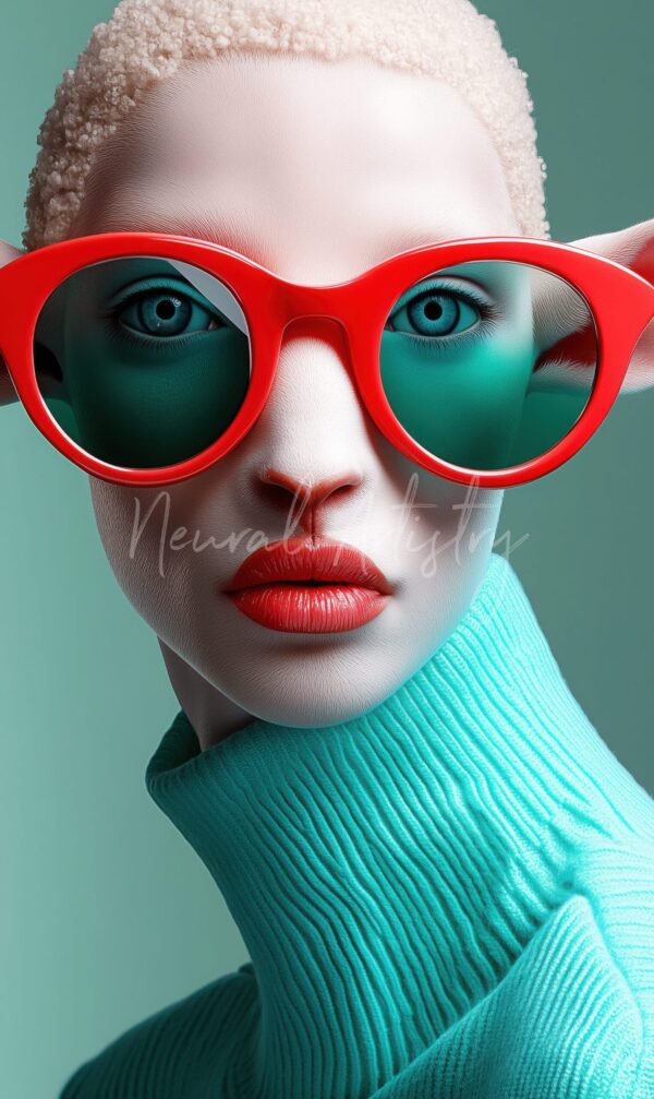 Crimson Vision - Surrealist Digital Portrait with Hyper-Realistic Texture and Bold Color Contrasts by Neural Artistry