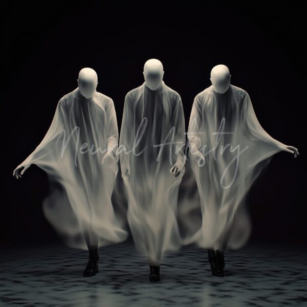 Spectral Procession - Monochromatic Surrealism by Neural Artistry