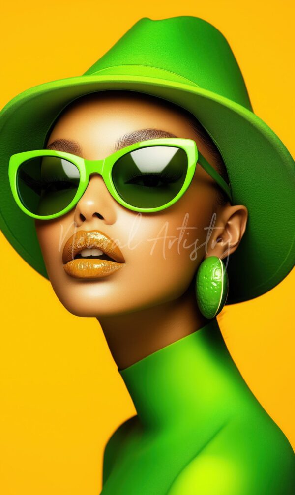Verdant Radiance - Pop Art Fashion Portrait by Neural Artistry