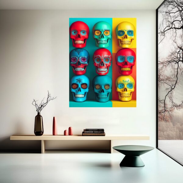 Vibrant Skull Grid Art Print