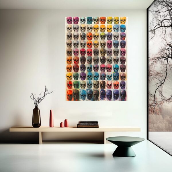 Chromatic Skull Grid Art Print