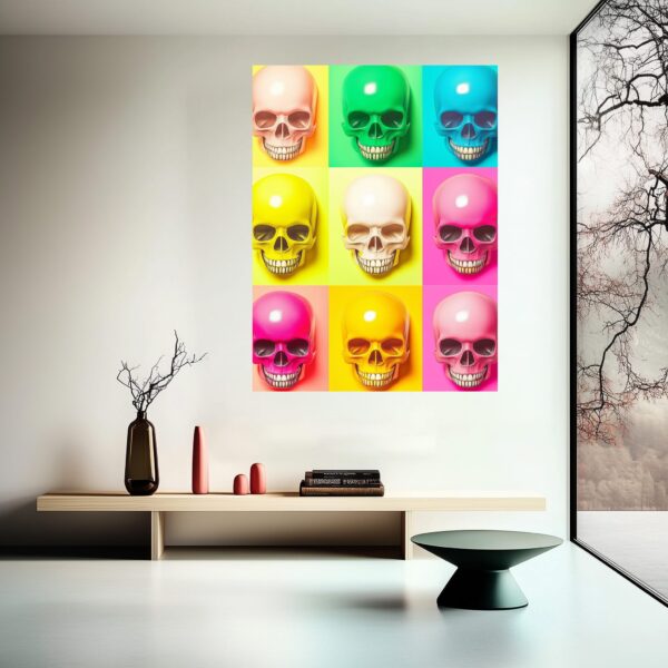 Vivid Skull Grid Art Print