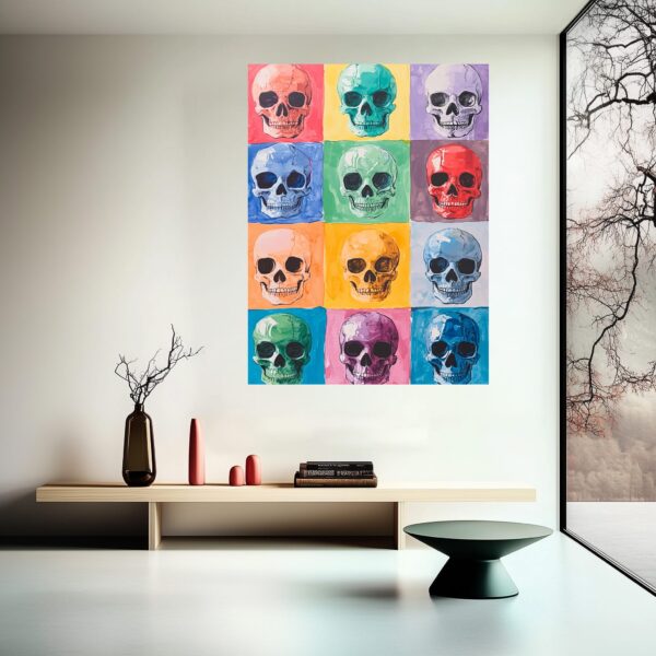 Vivid Skull Grid Art Print