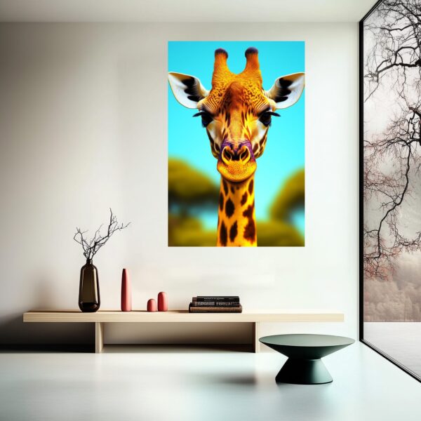 Painted Giraffe Portrait Print